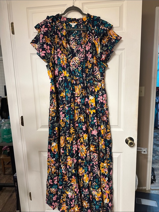 crown & ivy Dresses & Skirts - crown & ivy Navy Floral Maxi Dress with Pink & Yellow Flowers